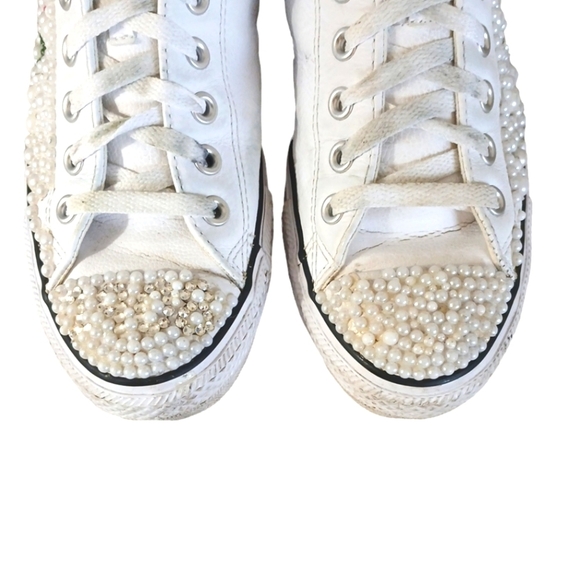 Converse Wedding Shoes Pearl and Sequin Chuck Taylor All Star Sneakers - Picture 4 of 10